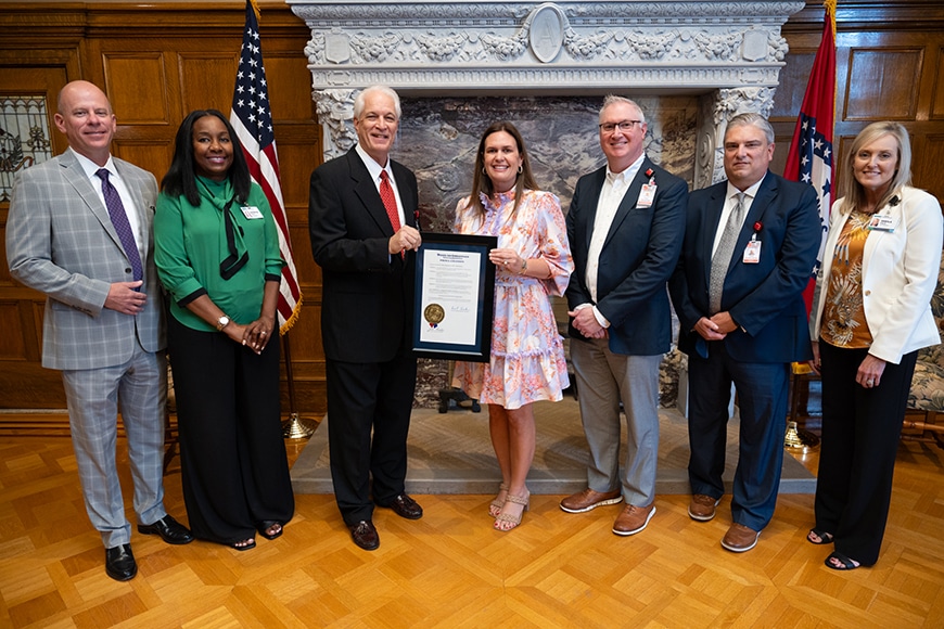 Governor Sanders presents Baptist Health PACE with National PACE Month in Arkansas Proclamation